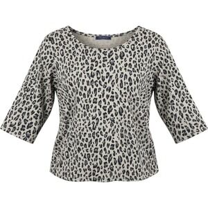 Catherines Petite Plus Size‎ 2XWP Leopard Print Short Sleeve Knit Top Grey Black